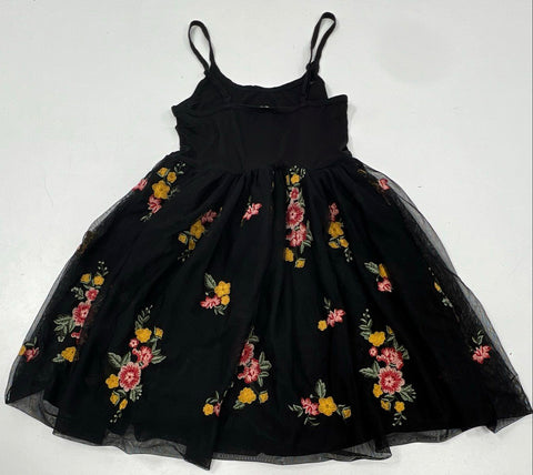 Women's Dress Lot Madewell Blue Patchwork Gingham & Black Floral Mesh Sz XS S
