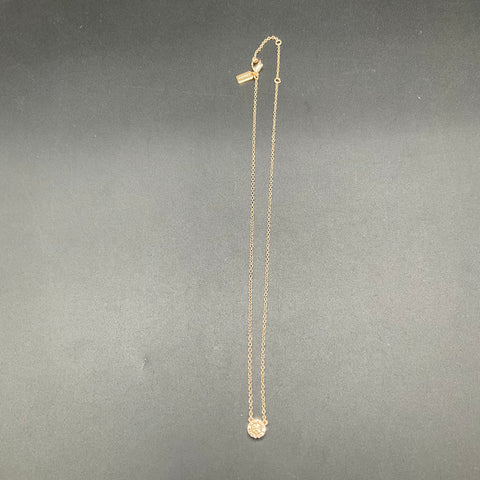 Coach Rose Gold Tone Crystal Logo Disc Pendant Necklace 16-18" Adjustable