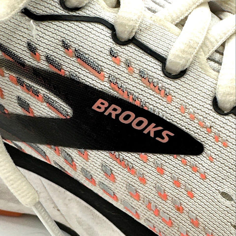 Brooks Ghost 13 White Black Coral Running Shoes Women's Size 7.5
