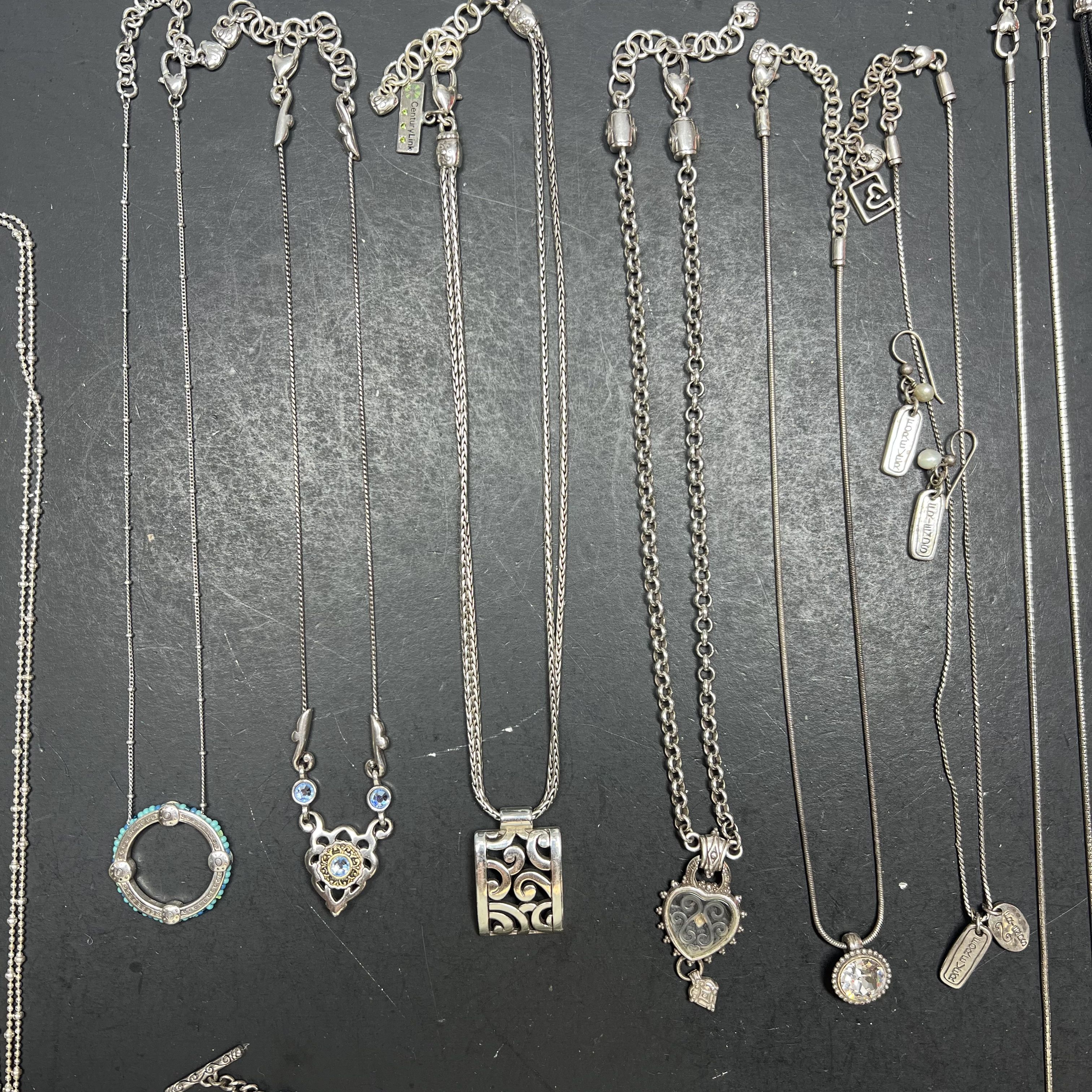 Brighton Jewelry Lot 14pc Necklaces Bracelets Watch Charms Silver Tone Heart
