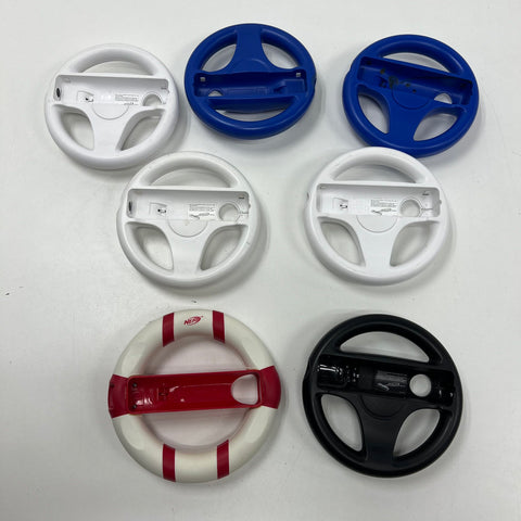 Official Nintendo Wii Wheel Lot of 7 Attachments Mario Kart Nerf Black Blue