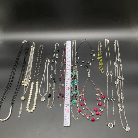 Vintage & Modern Costume Jewelry Lot of 12 Necklaces Faux Pearl Beaded Boho