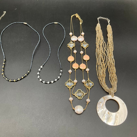Fashion Costume Jewelry Lot 8 Necklaces Beaded Statement Shell Boho Faux Pearl
