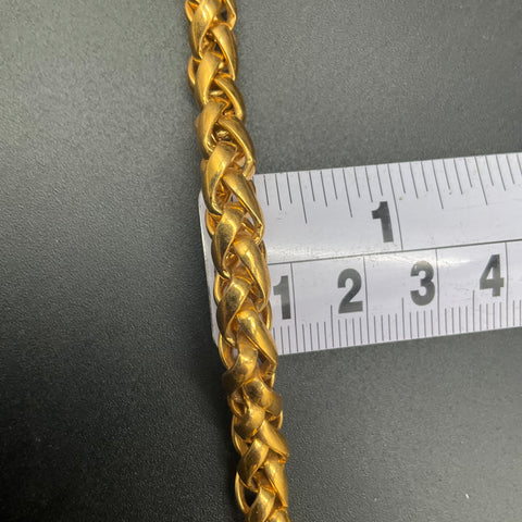 Vintage Napier Gold Tone Black Enamel Domed Pendant Woven Chain Necklace 26"