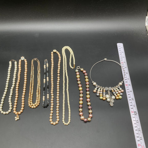Vintage Faux Pearl Costume Jewelry Lot of 8 Beaded Necklaces Chokers