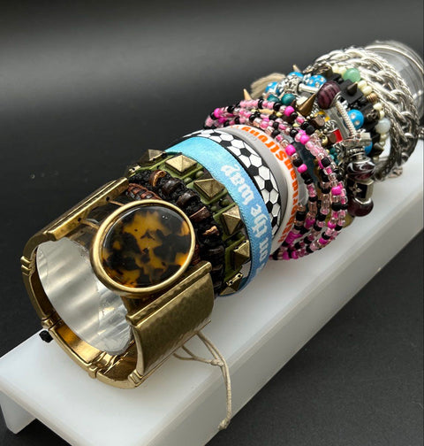 Eclectic Bracelet Jewelry Lot of 18 Nike Boho Punk Beaded Cuffs Silicone Cord