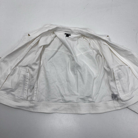 INC International Concepts Women's White Moto Jacket Full Zip Cotton NWT Sz L