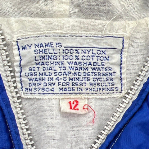 Vintage 80s Baby Boy Baseball Windbreaker Jacket Blue Red Hooded Sz 12