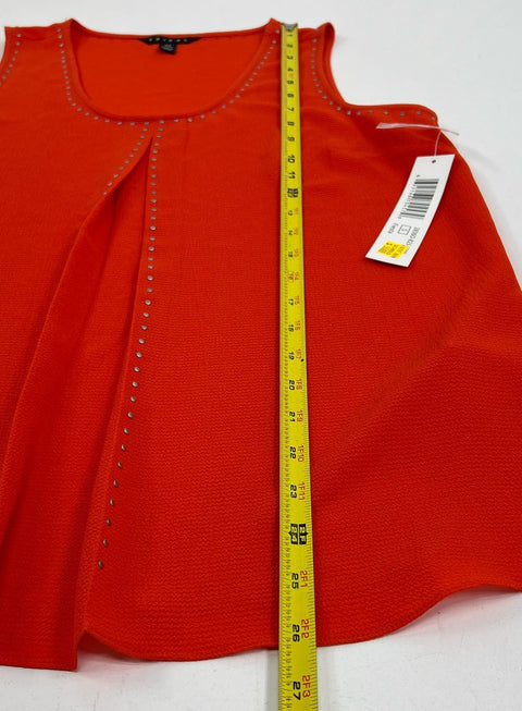 NWT Women's Tribal Orange-Red Studded Loose Polyester Tank Top - Size Small