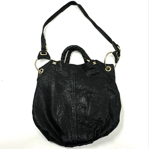 orYany Black Pebbled Leather Large Hobo Satchel Bag Gold Hardware