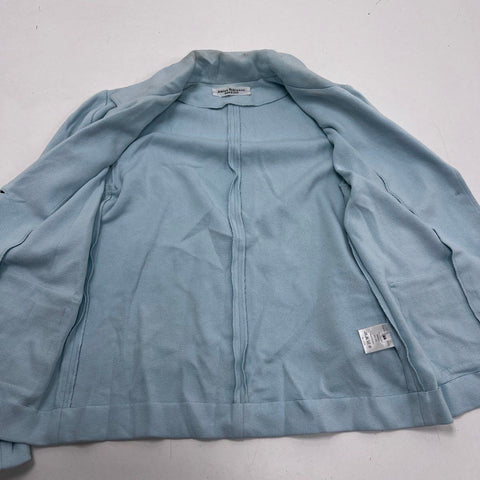 Amina Rubinacci Women's Light Blue Cotton Linen Knit Blazer Jacket Sz 44