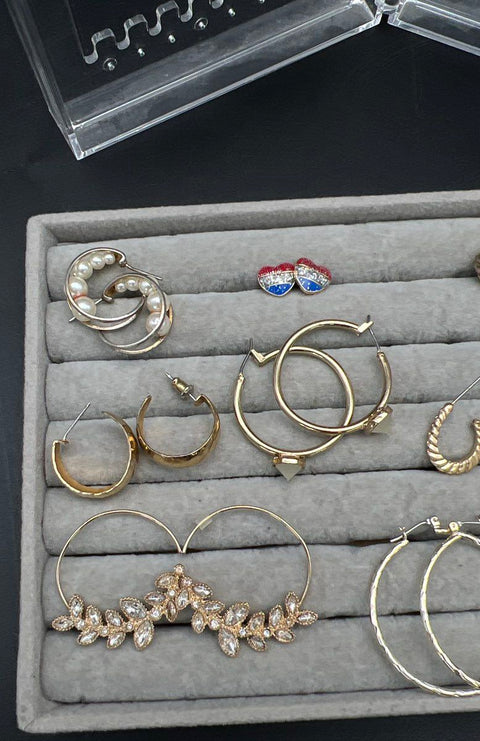 Vintage to Modern Costume Jewelry Earrings Lot 1 lb Hoops Studs Dangles Mixed