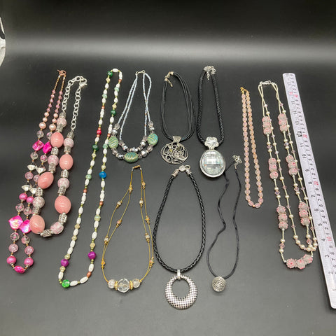 Vintage to Modern Costume Jewelry Lot 11 Necklaces Statement Pendants 1.4 lbs