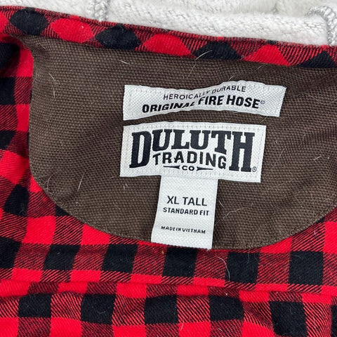 Duluth Trading Brown Fire Hose Flannel Lined Hooded Shirt Jac Jacket Mens XL