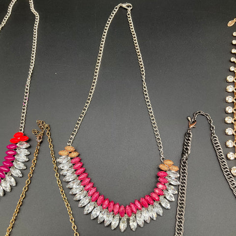 Ann Taylor & Statement Fashion Necklace Lot of 6 Bib Rhinestone Faux Pearl