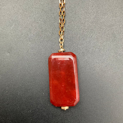 J. Jill Gold Tone Necklace Red Rectangular Pendant Multi-Strand NWT
