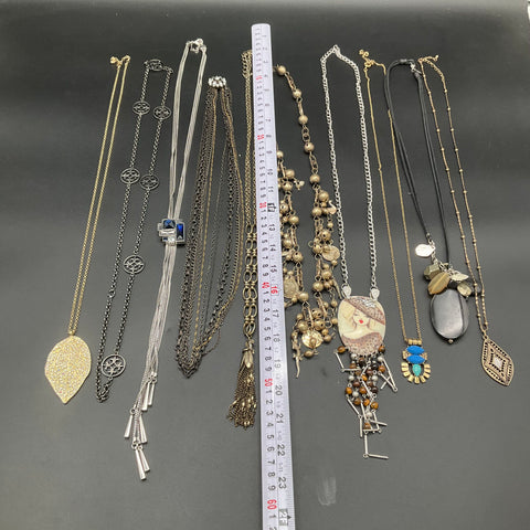 Vintage and Modern Fashion Jewelry Lot of 10 Statement Necklaces Multi-Style