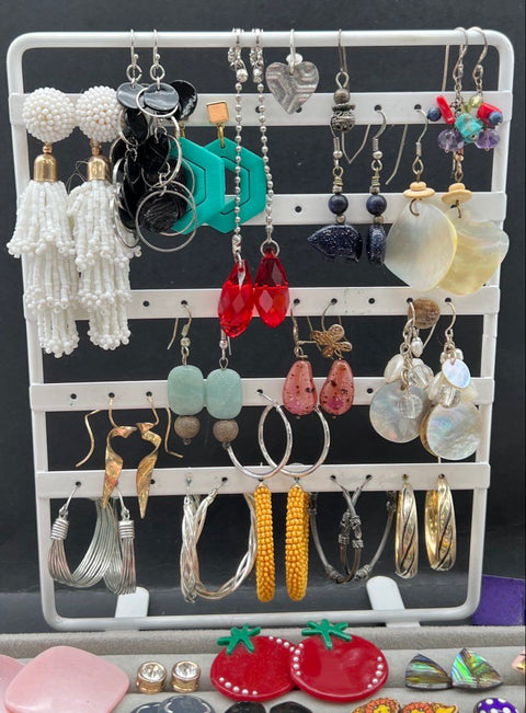 Vintage and Modern Costume Jewelry Earring Lot of 60+ Pairs Hoops Studs Dangle