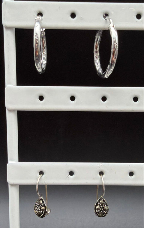 Vintage to Modern Silver Plate & Silver Alloy Earring Jewelry Lot 8 Pairs