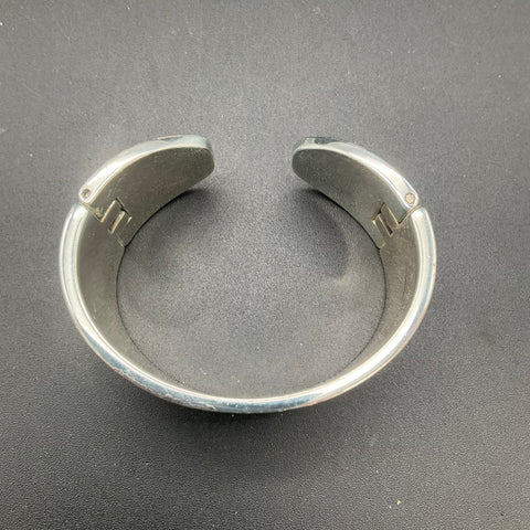 Brighton Silver Tone Pebble Motif Hinged Cuff Bracelet