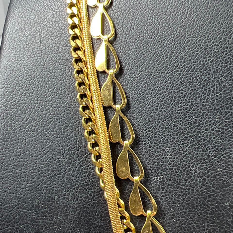 Victoria Emerson Gold Tone Triple Strand Necklace 16g