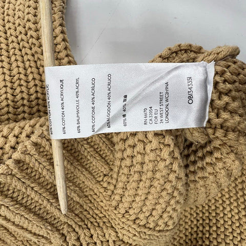 Free People Women's Sweetheart Sweater Tan Cable Knit Cropped Chunky Cotton M