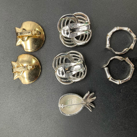 Vintage Crown Trifari Costume Jewelry Lot Necklaces Clip-On Earrings Brooch 10pc