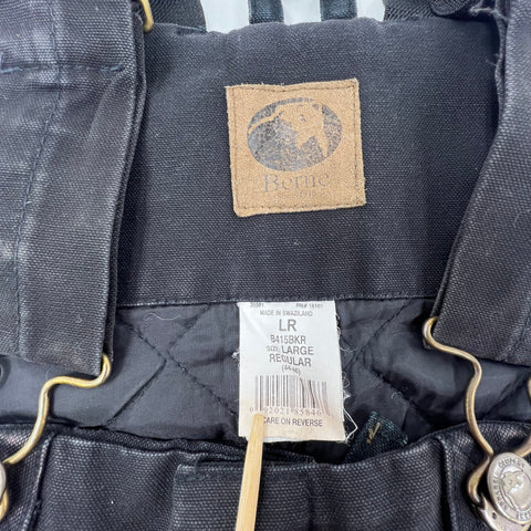Berne B415BKR Faded Black Insulated Quilt Lined Work Bib Overalls Men's Large