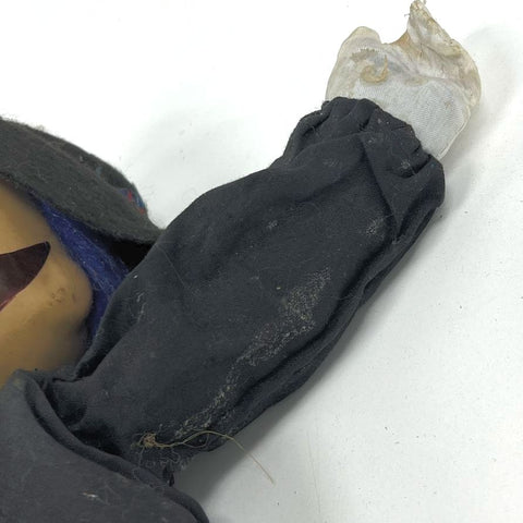 Vintage 70s Hobo Clown Doll Sad Face Hand Painted Plaid Outfit 22 in