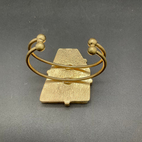Gold & Silver Tone Jewelry Lot of 7 Cuff Bangle Bracelets Boho Stone Inlay