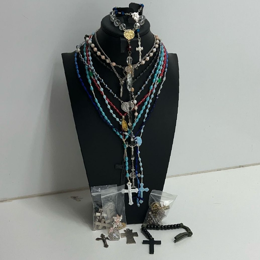 Lot Of Costume Multicolor Beaded Religious Jewelry Accessories