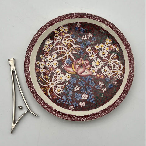 Vernon Kilns Lei Lani Plate Don Blanding Design 9.5" Center Hole with Stand