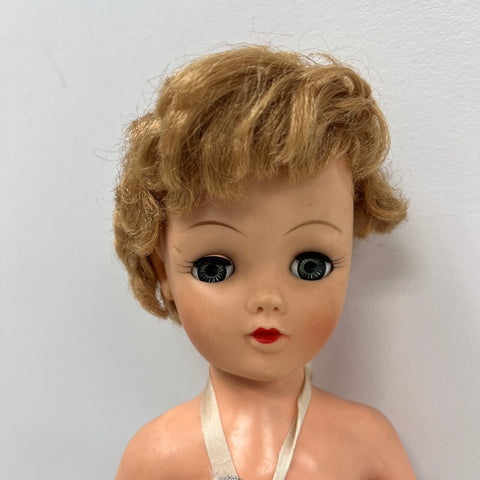 Vintage 50s Eegee Little Debutante Walker Fashion Doll Sleep Eyes 18" Blue Dress