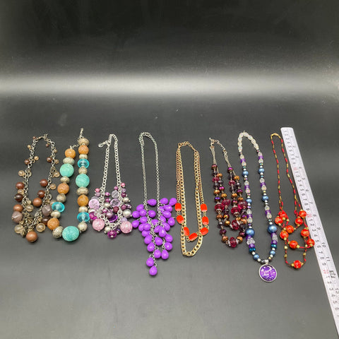 Mixed Costume Jewelry Lot of 8 Necklaces Beaded Enamel Celestial 1.1 lbs