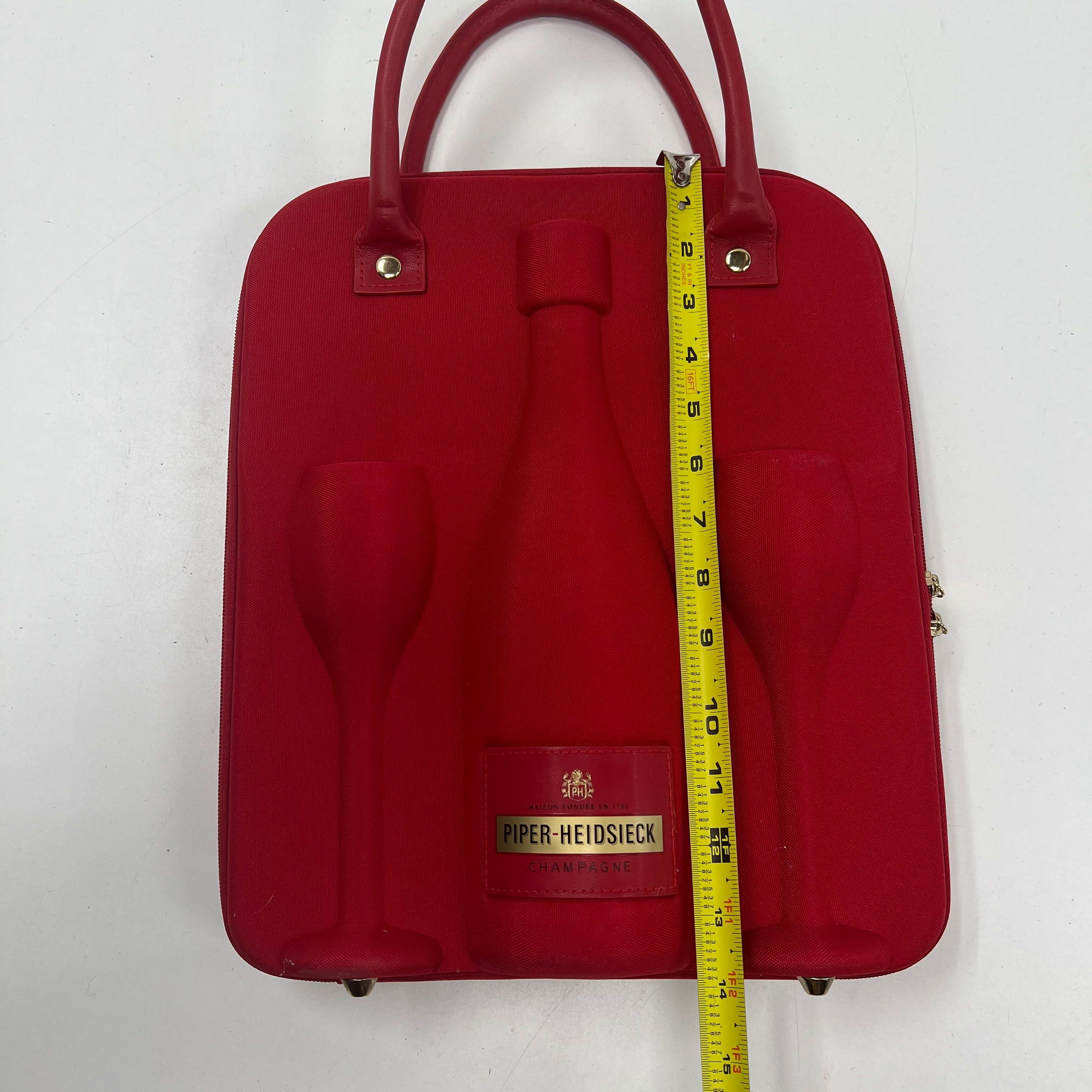 Piper-Heidsieck Red Champagne Travel Tote Cooler Bag Carrier Case Gold Hardware