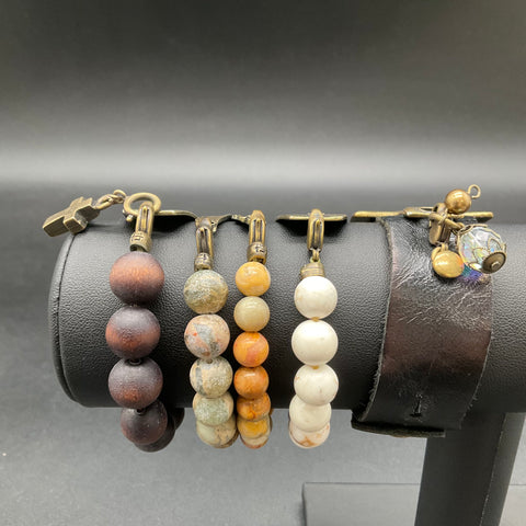 Lenny & Eva Brass Tone Jewelry Lot of 4 Bracelets Strength Blessed Cross Wing