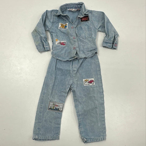 Vintage 80s 90s Baby Kids Clothes Lot Carter's Denim Romper 9pc Bundle Sz 18M