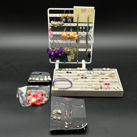 Fashion Jewelry Lot of 60+ Pairs Earrings Studs Dangles Lux Accessories Minica