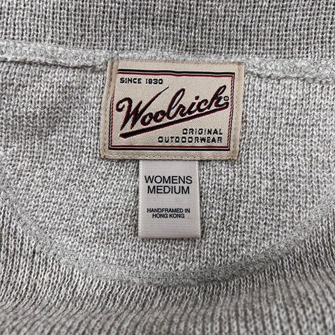 Vintage 90s Woolrich Women's Khaki Leaf Embroidery Cardigan Sweater Sz M