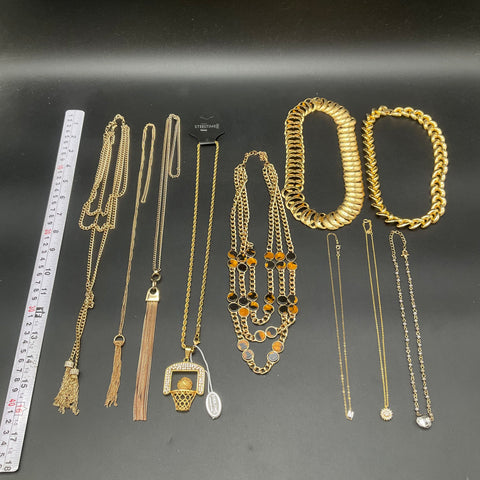 Steeltime Fashion Jewelry Lot of 9 Necklaces Statement Tassel Basketball Hoop