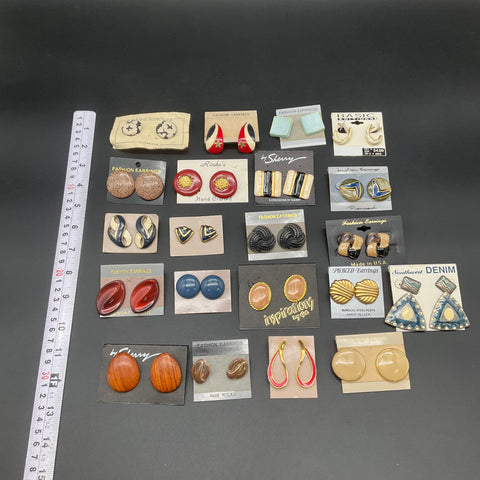 Vintage 1980s 90s Retro Pierced Earrings Lot 22 Pairs Basic Editions Southwest