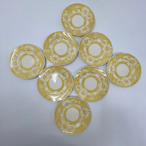 Vintage Monarch James Town China 8pc Dinner Plate Set Yellow Daisy 10.5" 1960s
