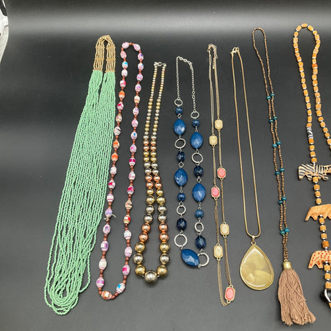 Costume Jewelry Lot 9 Fashion Necklaces Beaded Safari Boho Tassel Mixed Styles