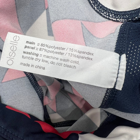 Oiselle Red Blue Spandex Compression Shorts Women's 2 Geometric Print