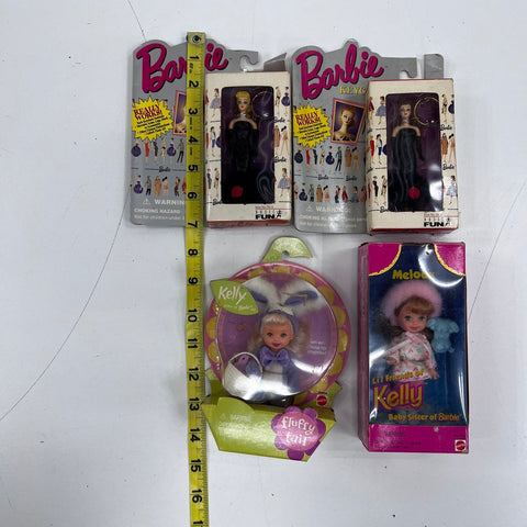 Barbie and Kelly Doll Lot Mattel Basic Fun 4 Pieces Sealed Vintage NIB
