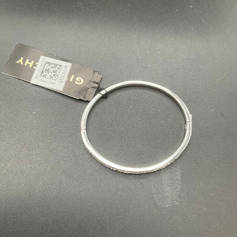 Givenchy Silver Tone Pave Crystal Hinged Bangle Bracelet 6.5" NWT