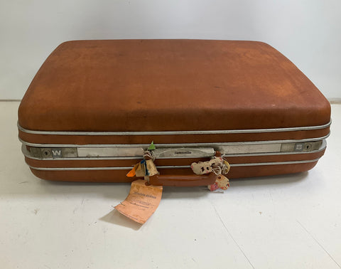Vintage 60s Samsonite Brown Silhouette Hardcase Suitcase Luggage Set Lot of 2