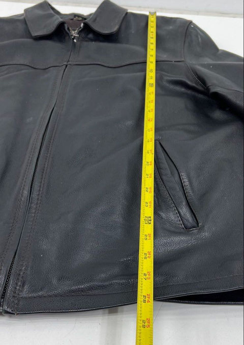 Columbia Vintage Y2K Black Pebbled Leather Full Zip Jacket Men's XL