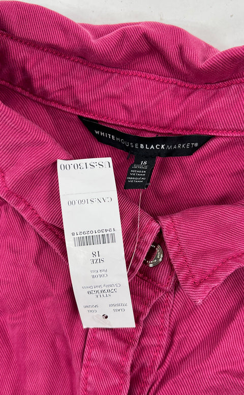 WHBM NWT Utility Knit Snap Front Shirtdress Pink Bliss Sz 18