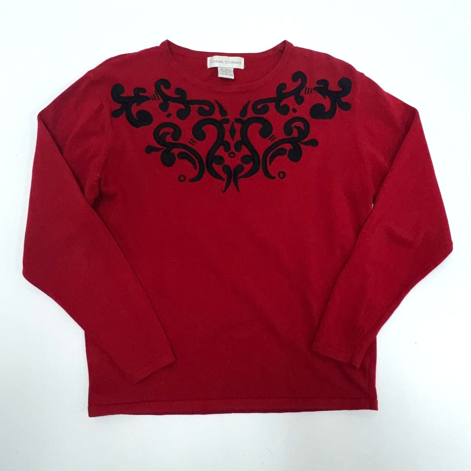 Vintage Casual Corner Red Long Sleeve Sweater Women's Size Small